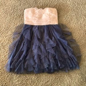 Strapless grey and pink party dress